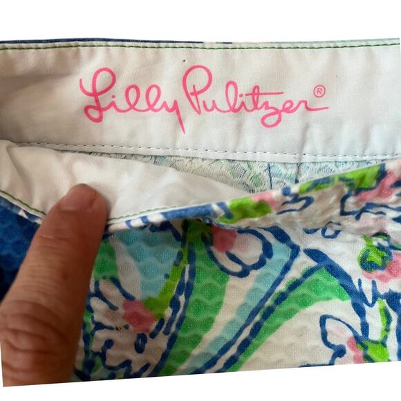 Lilly Pulitzer Buttercup Short Bay Blue Coasting Floral Scalloped Hem Women's 2 - Picture 3 of 6